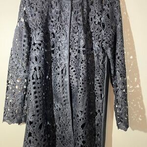 Piccadilly Elegant Black Charcoal Lace Crotchet Jacket